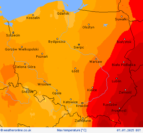 Max temperature Forecast maps