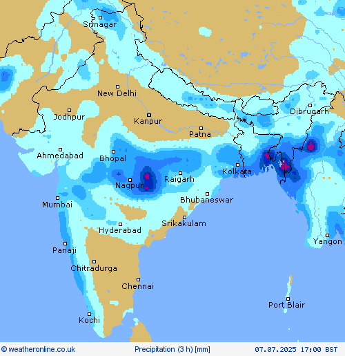 Precipitation (3 h) Forecast maps